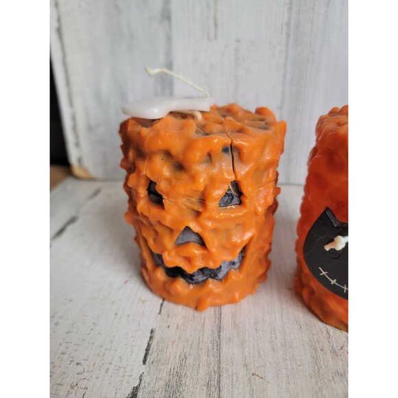 Vintage pumpkin AS IS candle wax unique dipped Halloween home decor - Picture 2 of 10